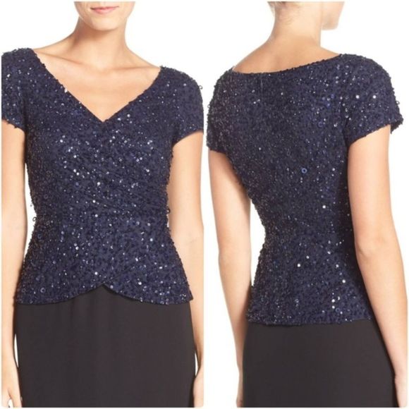 ADRIANNA PAPELL Sequin Wrap Blouse - Picture 1 of 4